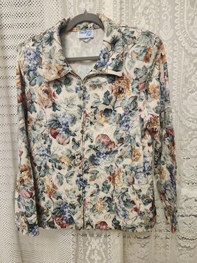Bedford Fair Vintage Floral Tapestry Zip Jacket Size 14